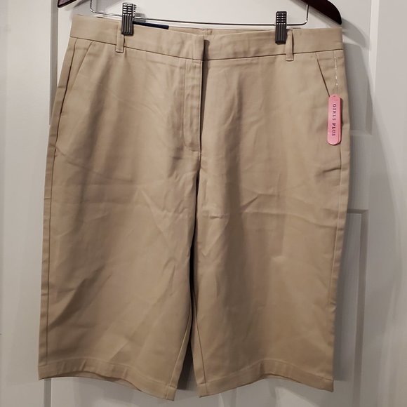 BNWT Izod Girls Plus Bermuda Chino khaki shorts size 20.5 plus - Picture 1 of 5